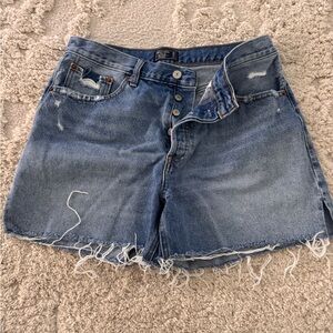 Abercrombie & Fitch Light Blue Distressed Denim Shorts